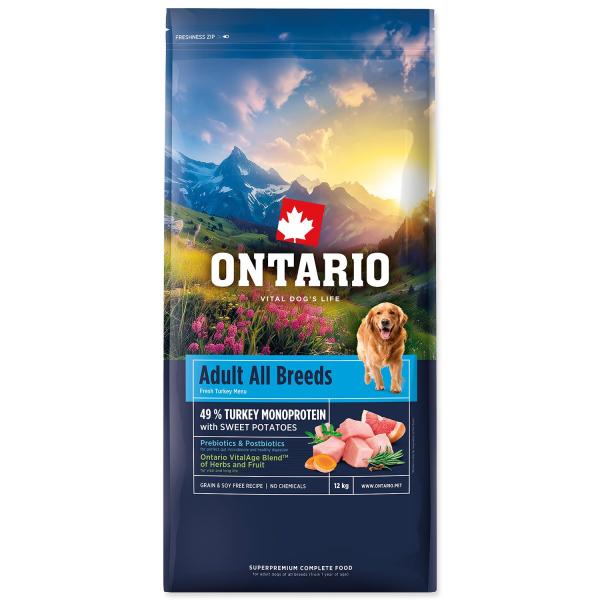 Krmivo Ontario Adult All Breeds Monoprotein Turkey & Sweet Potatoes 12kg (obrázek 3)