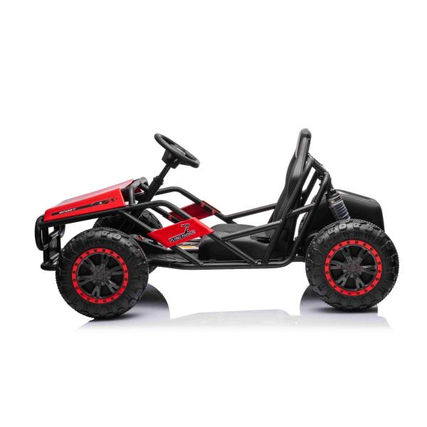 Elektrická motokára SPORT-KART 24V, červená, EVA kola, koženkové sedadlo, 2 x 50W motor,