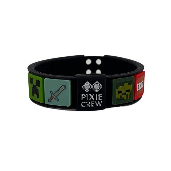 PIXIE CREW & MINECRAFT Nastavitelný náramek, černá, 4 multipixely