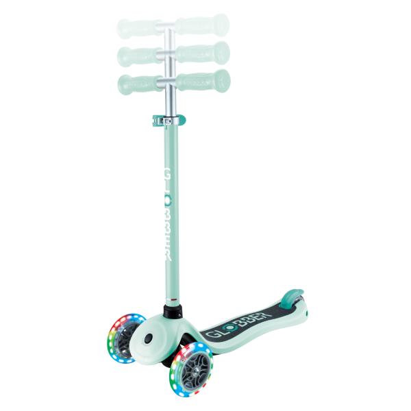 Globber dětská tříkolová koloběžka - Primo Lights V2 - Svítící Kolečka - Dark Mint (obrázek 5)