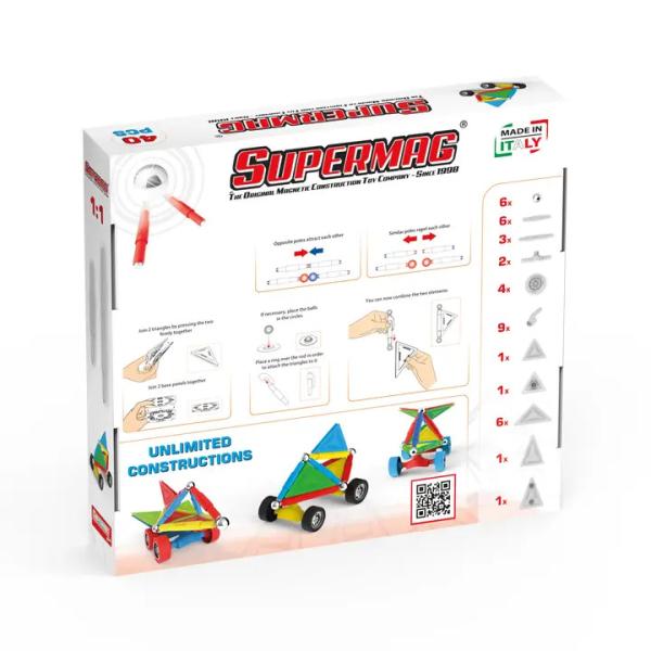 SUPERMAG magnetická stavebnice Wheels 40ks