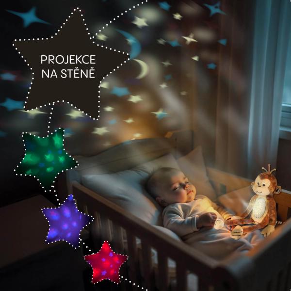 Plyšový dětský spáč s projektorem a melodiemi, Monkey (obrázek 7)