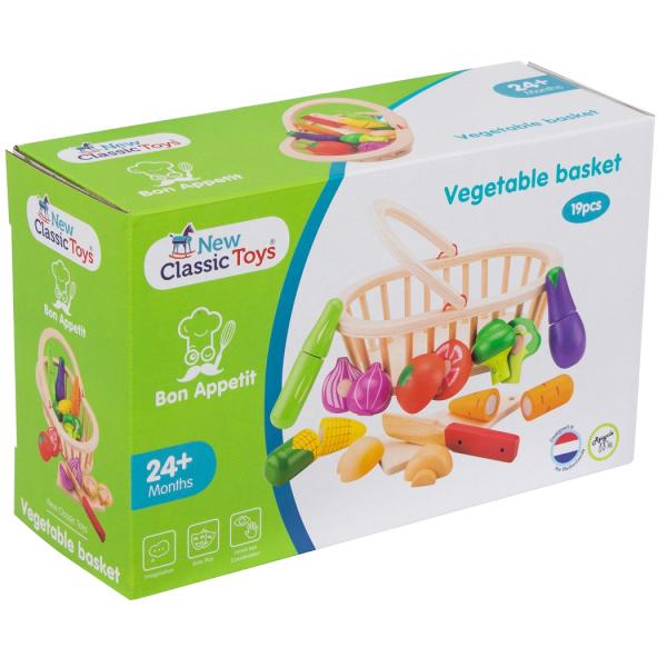 New Classic Toys Sada krájení – košík se zeleninou