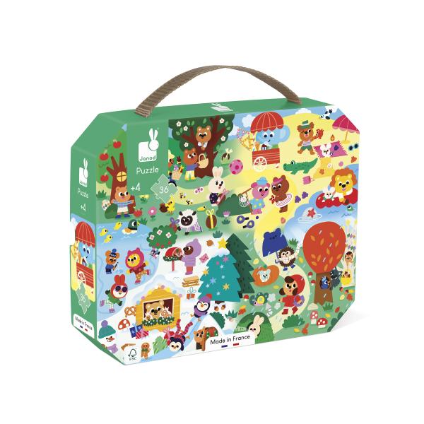 Janod Puzzle v kufříku Čtyři roční období 36 ks