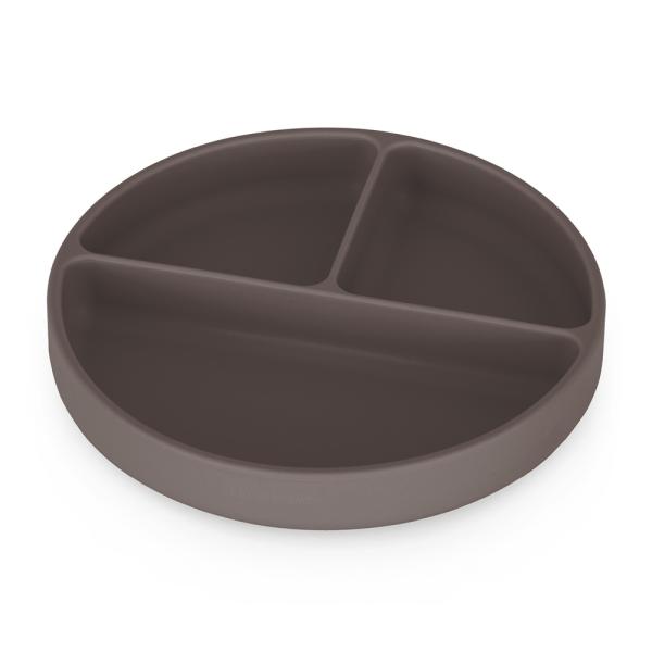 PETITE&MARS Tanierik silikónový deliaci okrúhly Take&Match Bitter Cocoa 6m+