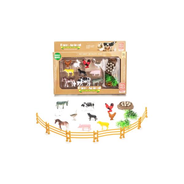 Zvířátka farma figurky set s ohrádkou 13 ks
