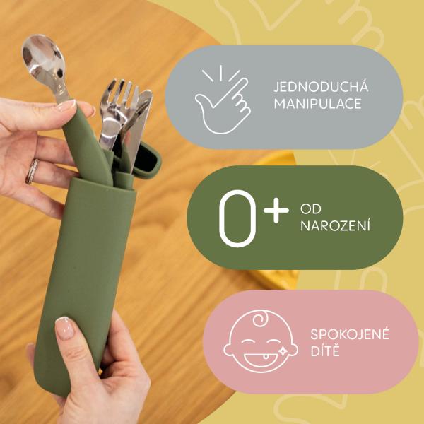 Silikonové pouzdro na příbor, Dove Grey