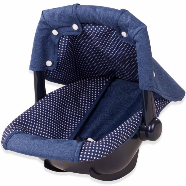 Götz prenosná autosedačka pre bábiky rifľový vzor s bodkami