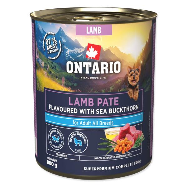 Konzerva Ontario Adult jehněčí paté s příchutí rakytníku 800g