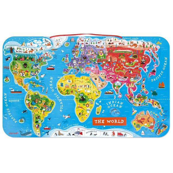 Janod Magnetická mapa světa skládačka s tabulí na zavěšení