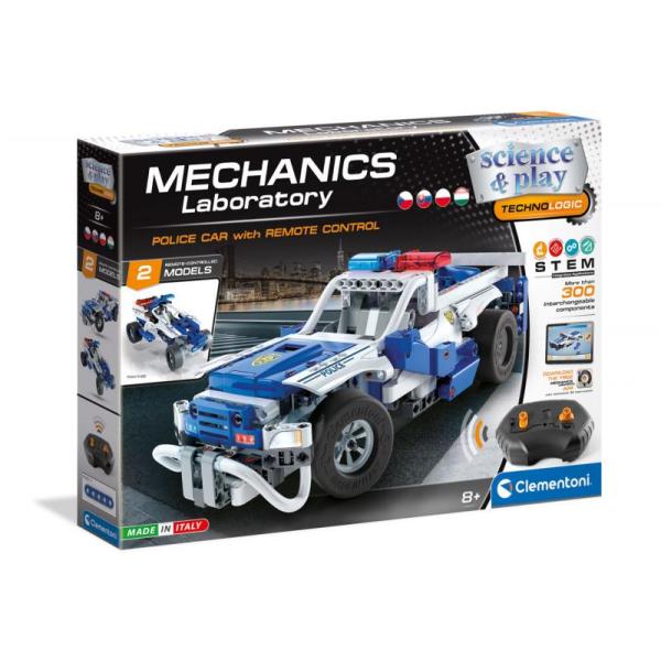 Clementoni Mechanické laboratoř – RC Policejní auto, 2 modely, 300 dílků