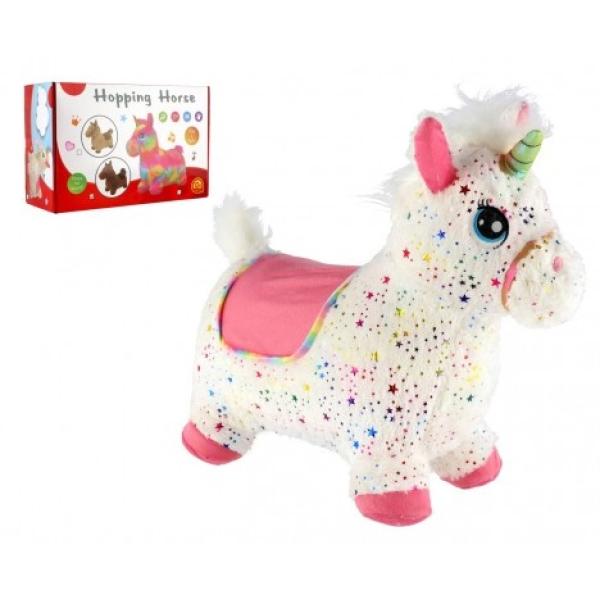 Hopsadlo jednorožec plyš bílý s hvězdičkami se zvukem