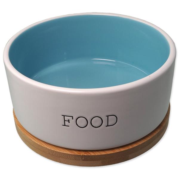 Ciotola Dog Fantasy ceramica FOOD bianco/blu con piattino 16x6,5cm, 850ml