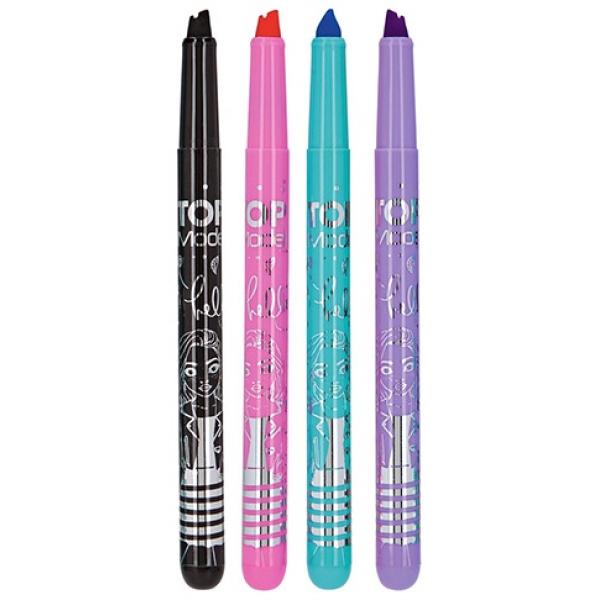 Top Model Fixy s dvojitou linkou, 4 farby, čierna, ružová, modrá, fialová