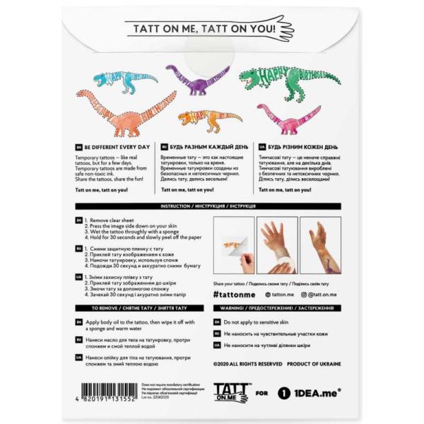 TATTonMe Tetovačky pro děti Dinosauři narozeninová sada (obrázek 3)