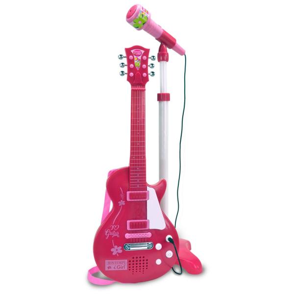 Bontempi Rocková elektrická gitara s mikrofónom a stojanom 245872