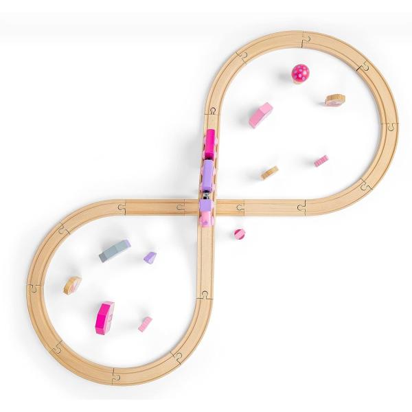 Bigjigs Rail Dřevěná vláčkodráha osmička pro princezny 35 dílů