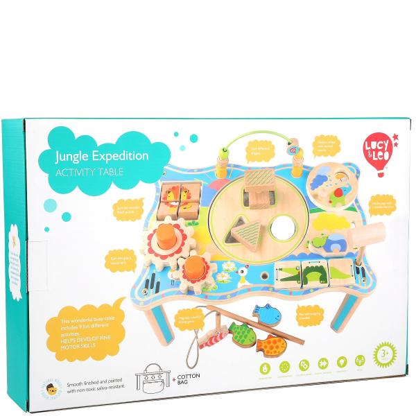 Lucy & Leo 196 Expedice v džungli – dřevěný multifunkční stoleček 11 dílů