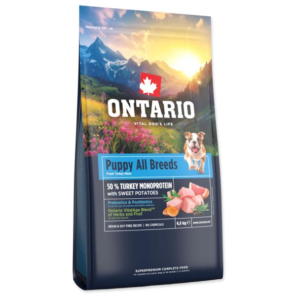 Krmivo Ontario Puppy All Breeds Monoprotein Turkey & Sweet Potatoes 6,5kg (obrázek 5)