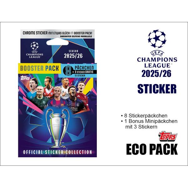 Topps UEFA Champions League 2025/2026 Samolepky – Eco balení