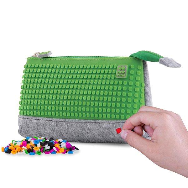 PIXIE CREW velké pouzdro ŠEDÉ/ZELENÉ