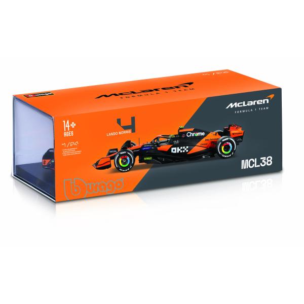 Bburago 1:24 RACE Formula F1 - McLaren F1 Team MCL38 (2024) #81 (Oscar Piastr) - Hard case