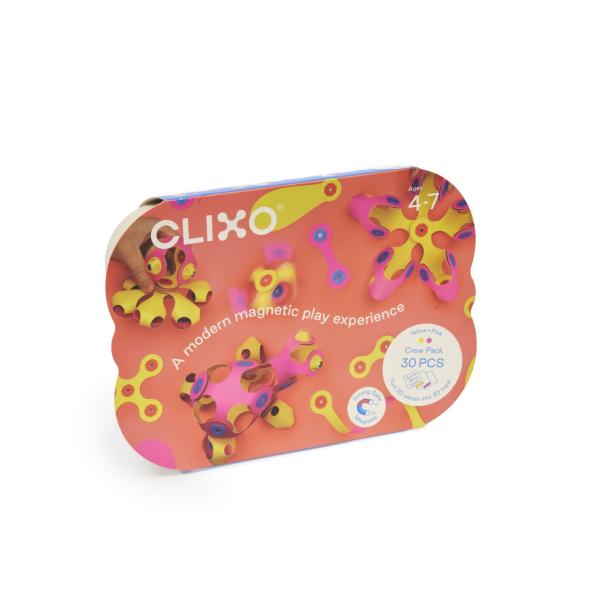 CLIXO Crew Pink & Yellow – magnetická stavebnice 30 kusů