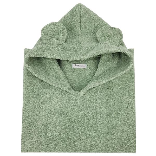 EKO Pončo bavlněné s kapucí a oušky Olive green 75x120 cm (obrázek 5)