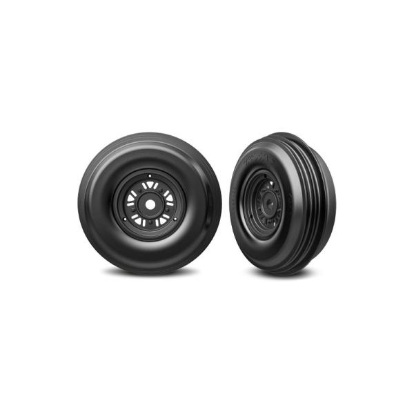 Traxxas ruota 3.2/4.9", cerchio Sand Car nero, pneumatico rigato (anteriore) (paio)