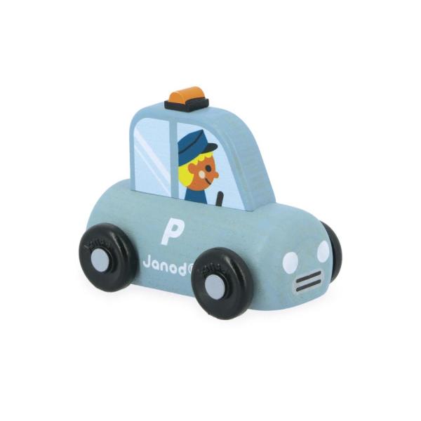 Janod Cross roads Drevené auto na tlačenie Polícia modré