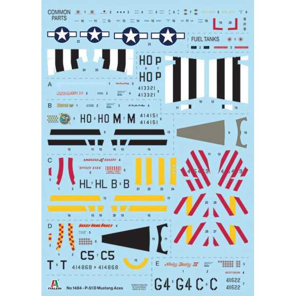 Model Kit letadlo 1484 – P-51D Mustang Aces (1:72)