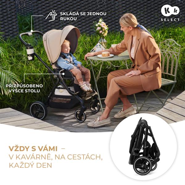 KINDERKRAFT SELECT Kočárek kombinovaný Yoxi 2v1 Pure Black (obrázek 8)