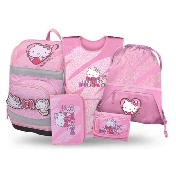 BAAGL SADA 5 Zippy Plus Hello Kitty Sweet Leopard: aktovka, peračník, vrecko, zástera, peň