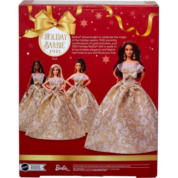 Mattel Barbie Vánoční panenka bruneta 2025 (obrázek 6)