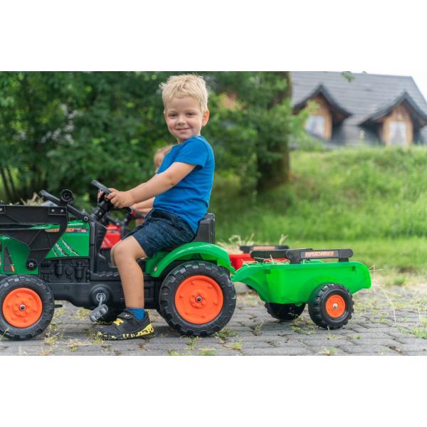 Falk Supercharger šlapací Traktor Velký s otevírací kapotou a vlečkou zelený (obrázek 7)