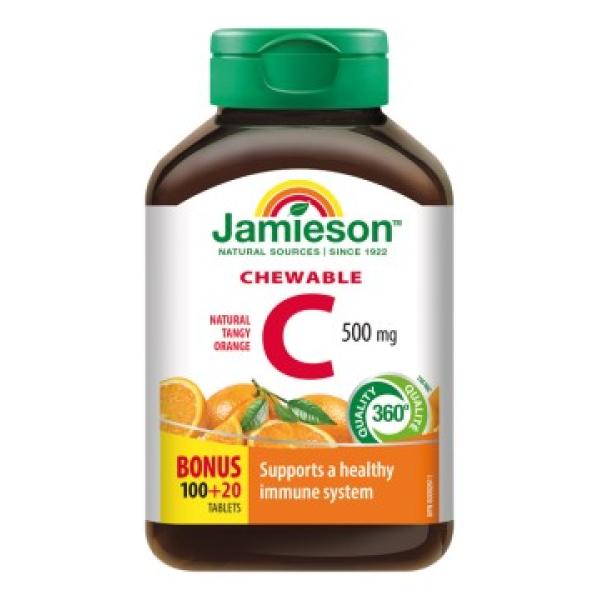 Jamieson Vitamin C 500mg tablety na cucání s příchutí pomeranče 120 tablet