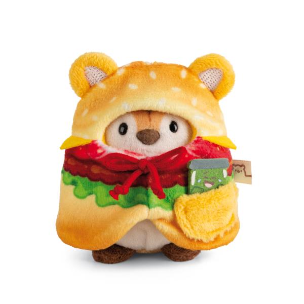 NICI plyš MyMochi Tiger Tiggy 8cm v kostýmu hamburger a okurka, set dárkové balení