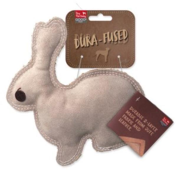 Hračka Dog Fantasy Dura-fused králík malý pískací, kůže a juta 20cm (obrázek 4)