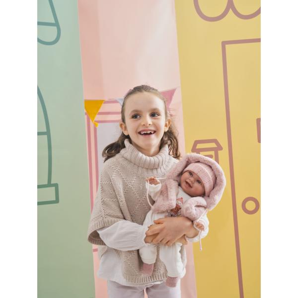Llorens 63814 NEW BORN - realistická panenka miminko se zvuky a měkkým látkovým tělem (obrázek 7)