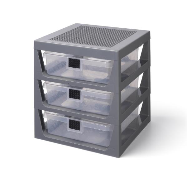 Organizer LEGO® con tre cassetti - grigio scuro