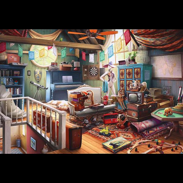 Trefl Dřevěné puzzle 501 – Poklady na půdě