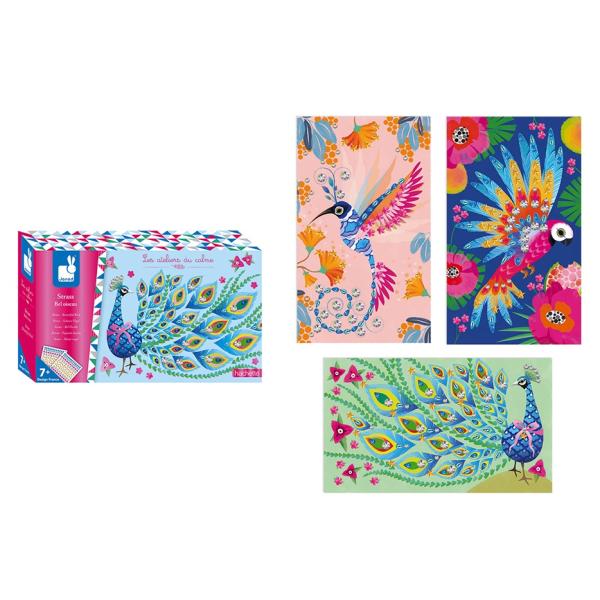 Janod Atelier Třpytivé obrázky s štrasovými korálky Ptáček Midi