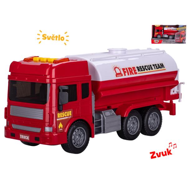 Auto hasiči cisterna 28cm na setrvačník na baterie se světlem a zvukem