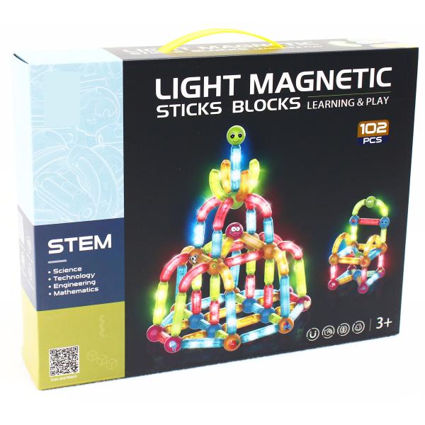 Magnetická svietiaca stavebnica 102 ks