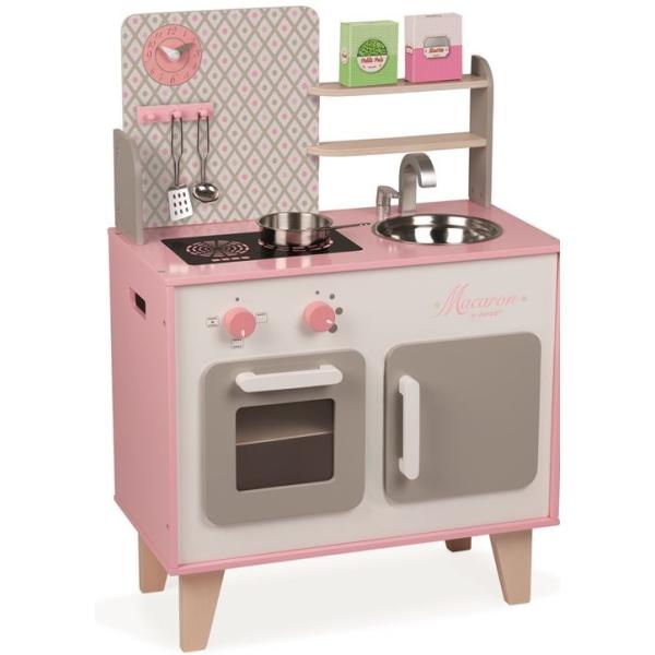 Janod Drevená kuchynka Macaron ružová malá