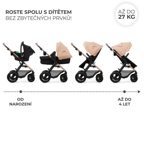 KINDERKRAFT Kočík kombinovaný Moov 2 Air 3v1 Písečně béžový (obrázek 5)