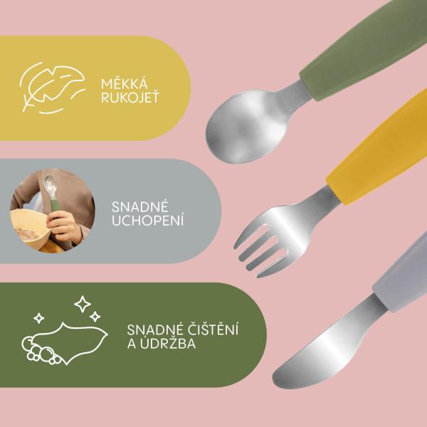 Silikonový dětský příbor, Old Pink (obrázek 3)