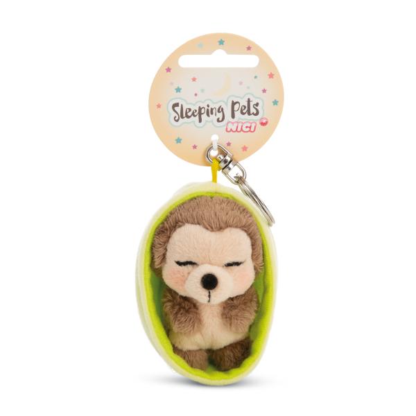 NICI klíčenka spící Ježek 12 cm, světle-zelený košík, GREEN