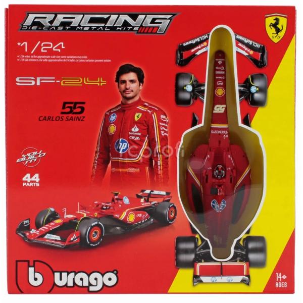Bburago 1:24 Ferrari F1 Racing Model KIT -SF24 (2024) nr.55 Carlos Sainz con supporto