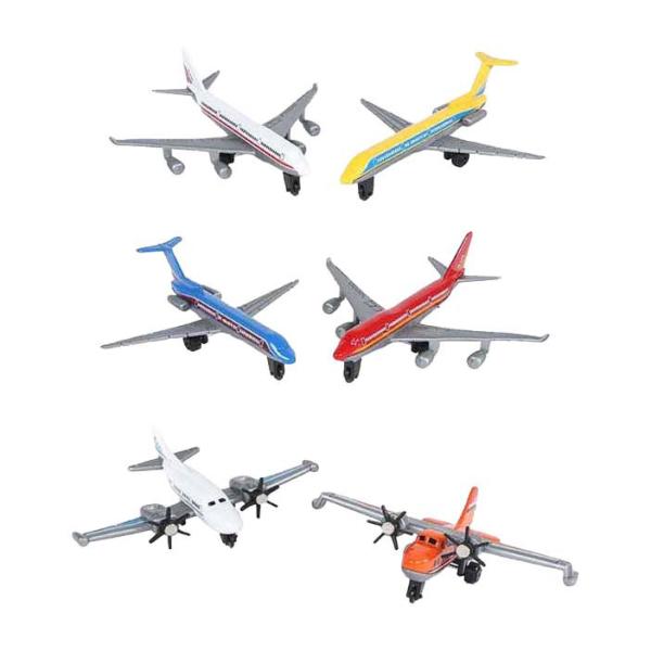 2-Play Traffic letadlo dopravní 7-10,5cm kov volný chod 6ks
